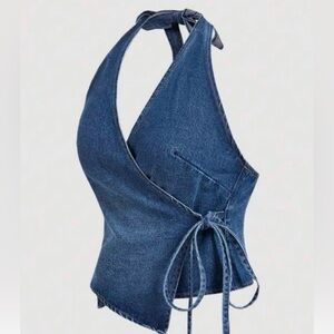 🌸. Denim Wrap Top